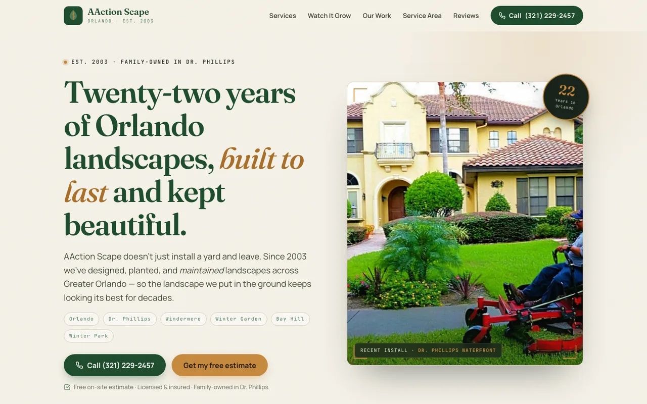 AAction Scape, Inc. — website design by Kelly WM