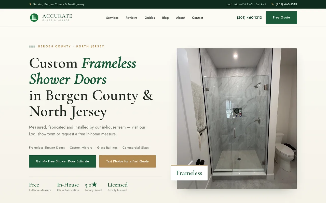 Accurate Glass & Mirror — website design by Kelly WM