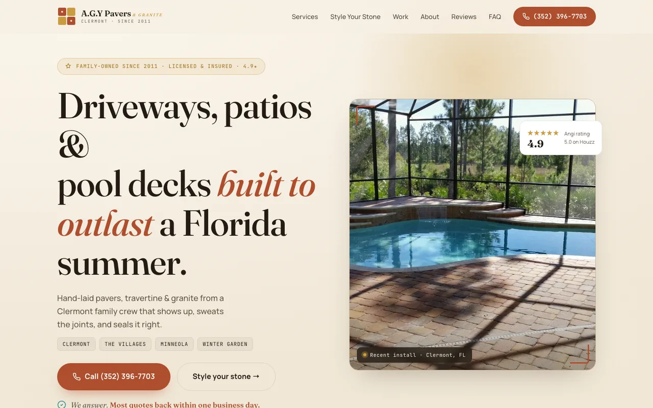 A.G.Y Pavers & Granite — website design by Kelly WM