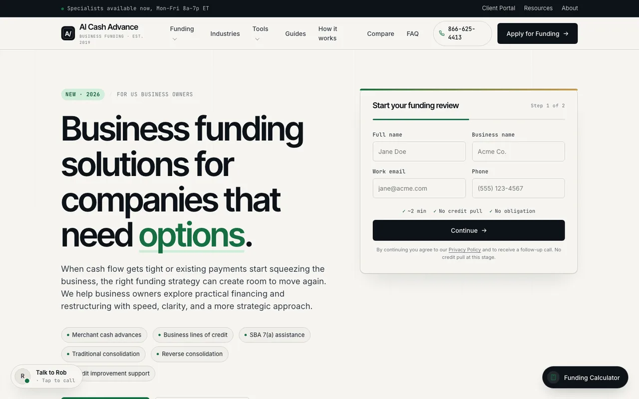 AI Cash Advance — website design by Kelly WM
