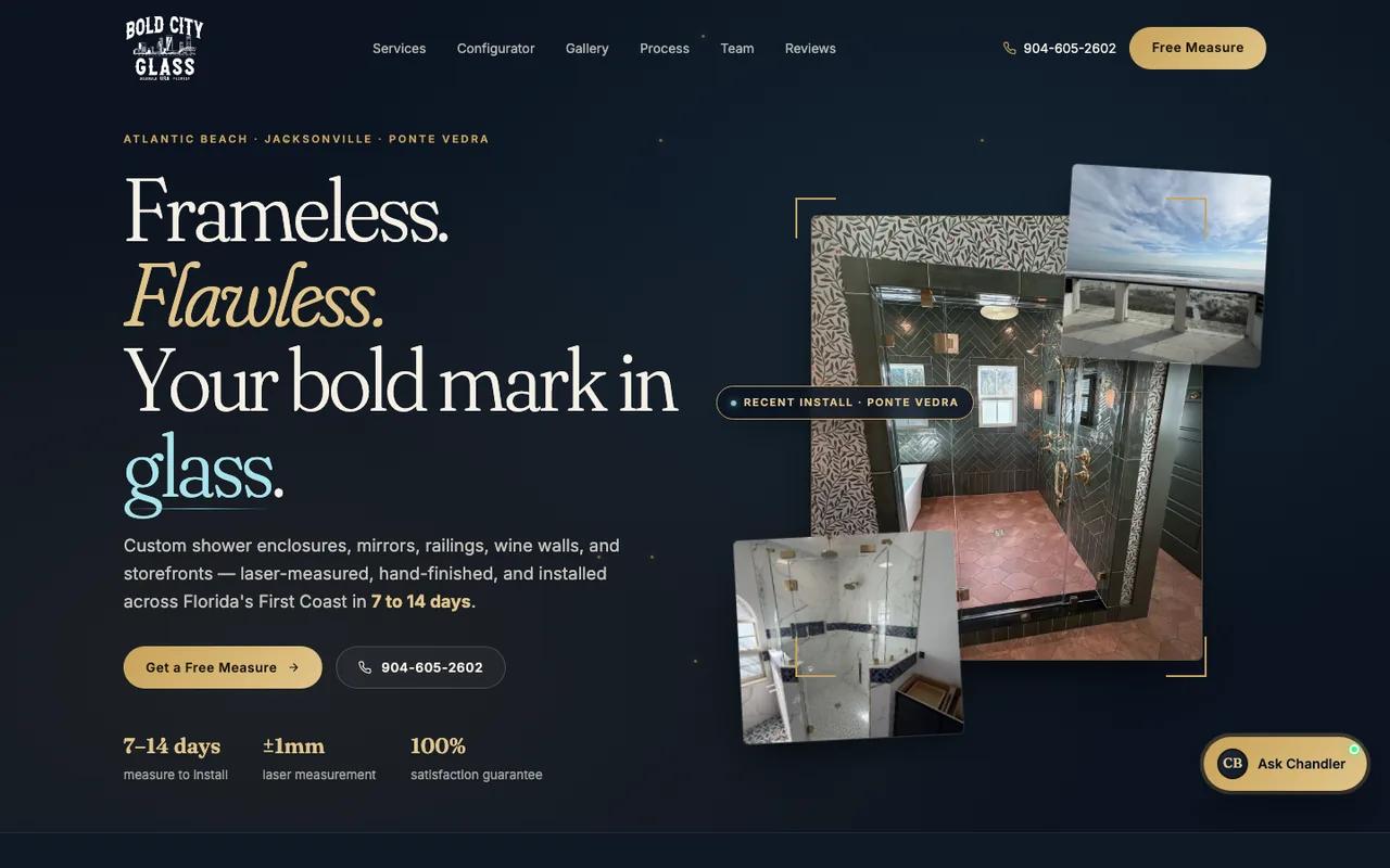 Bold City Glass — website design by Kelly WM