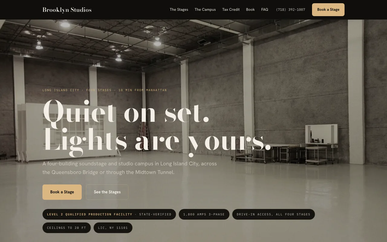 Brooklyn Studios — website design by Kelly WM