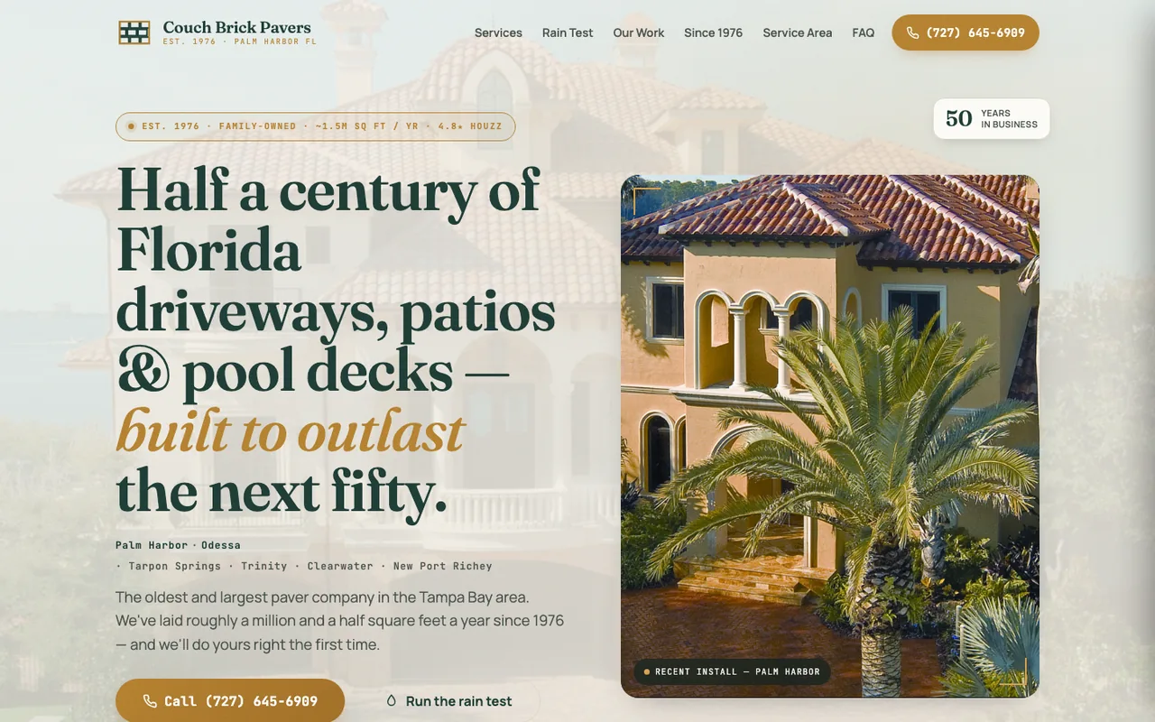 Couch Brick Pavers — website design by Kelly WM