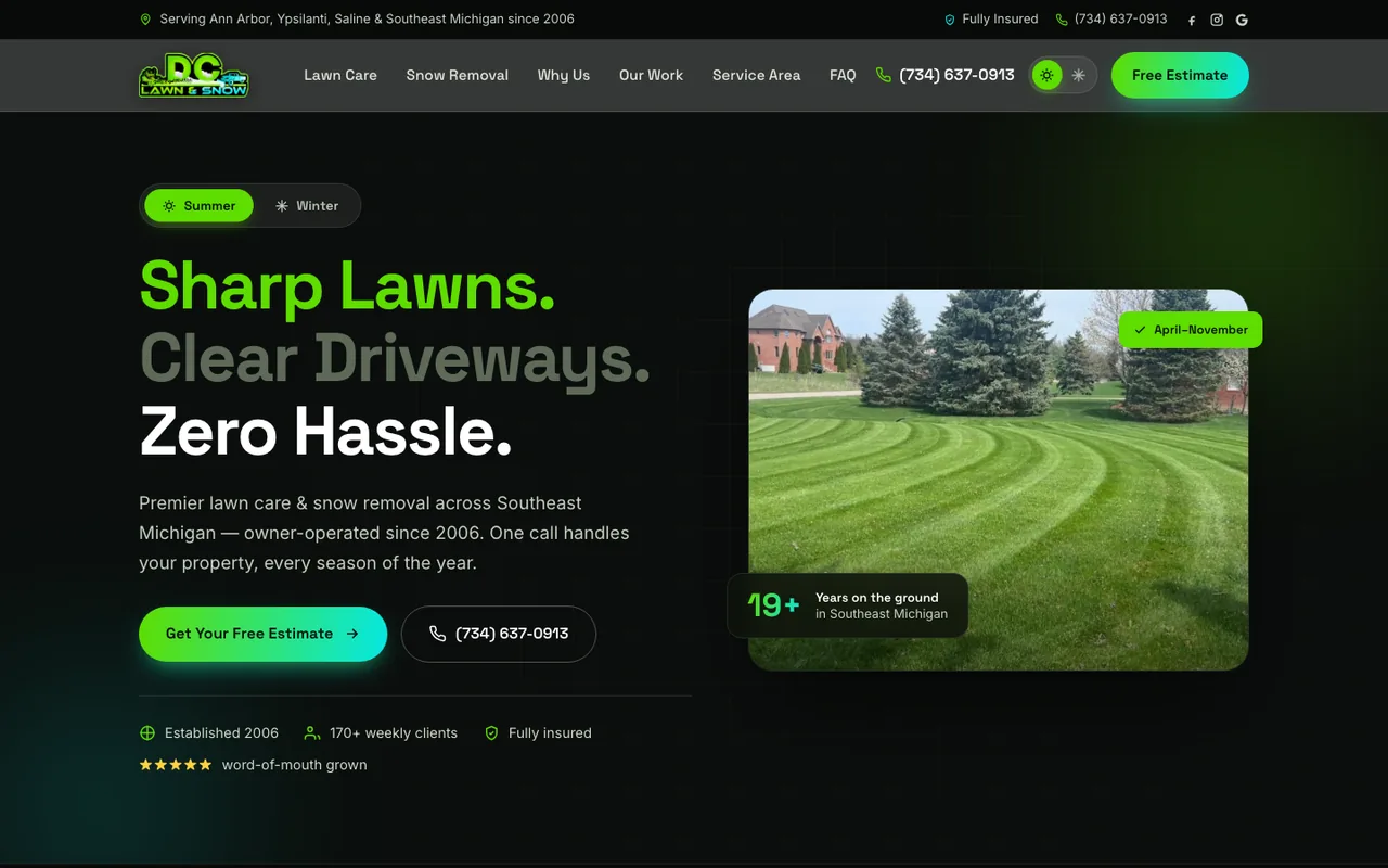 DC Lawn and Snow — website design by Kelly WM