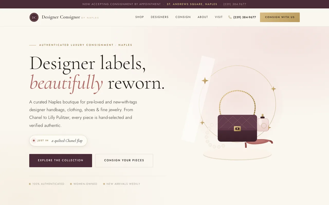 Designer Consignor of Naples — website design by Kelly WM