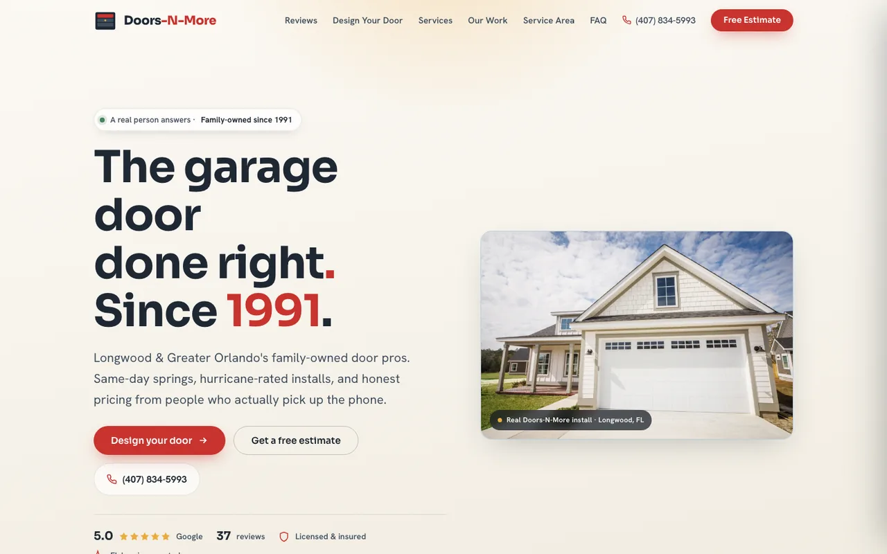 Doors-N-More — website design by Kelly WM