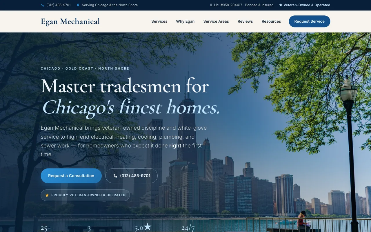 Egan Mechanical — website design by Kelly WM