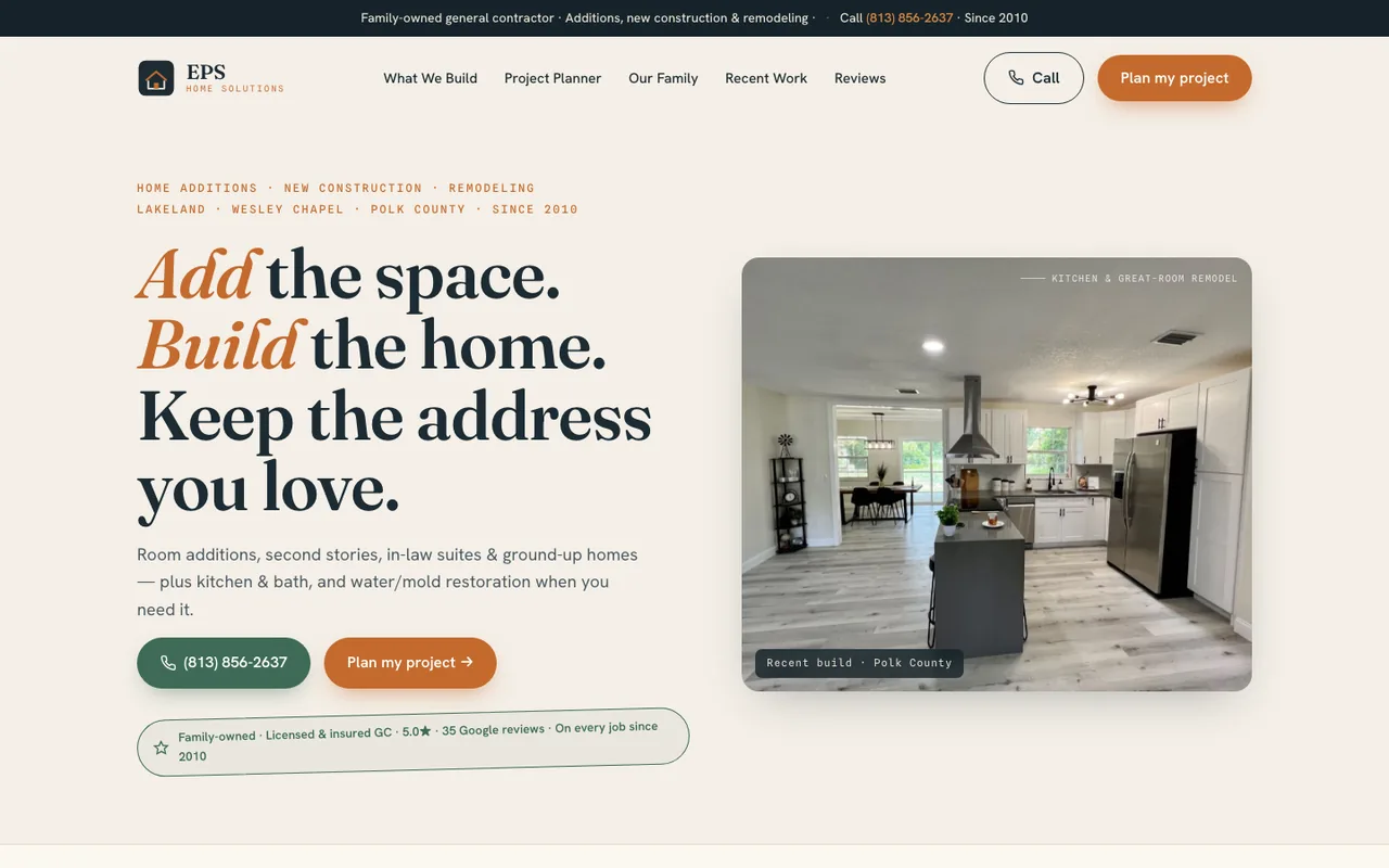 EPS Home Solutions — website design by Kelly WM