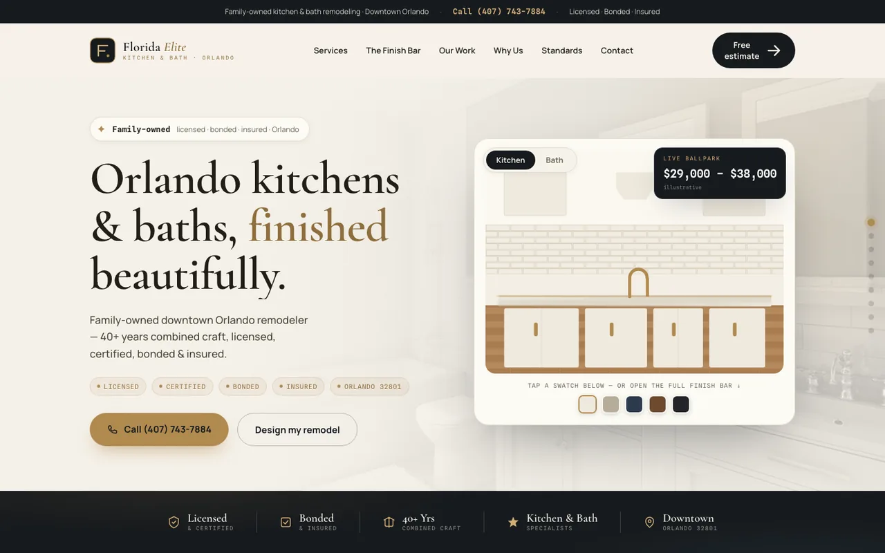 Florida Elite Remodeling — website design by Kelly WM