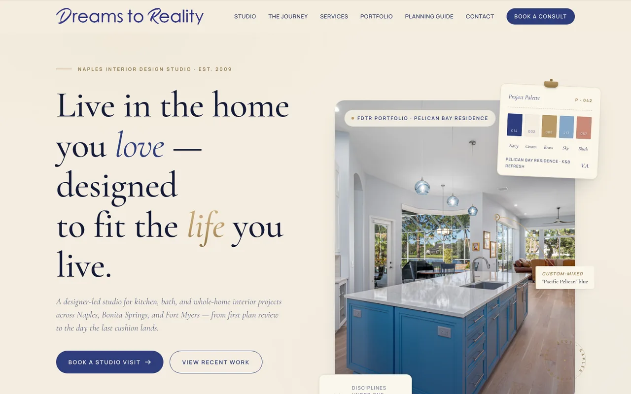 From Dreams To Reality — website design by Kelly WM