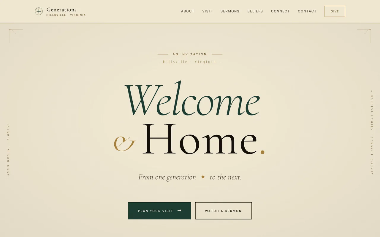 Generations Church — website design by Kelly WM