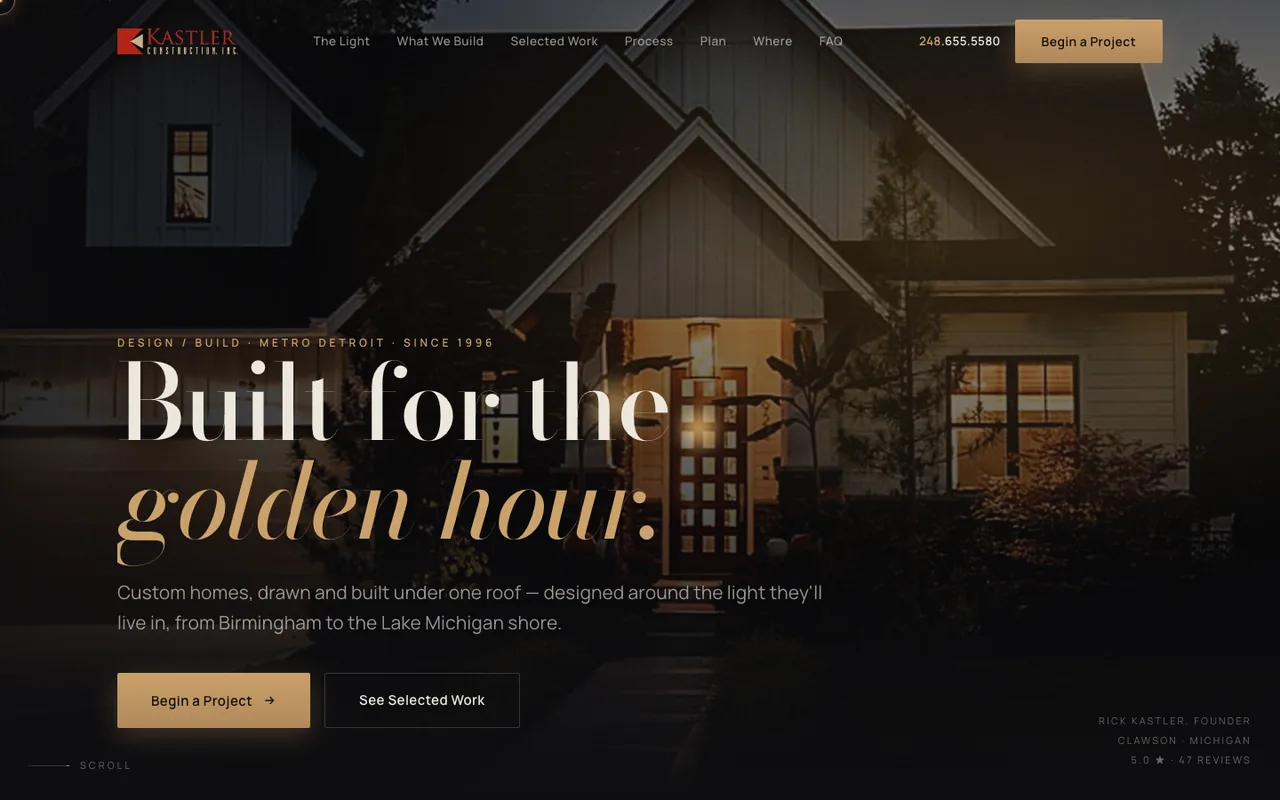 Kastler Construction — website design by Kelly WM