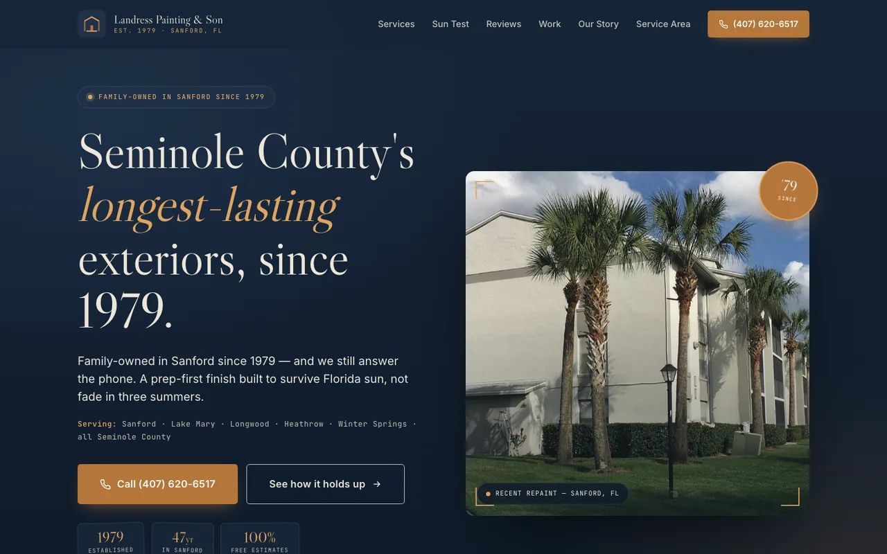 Landress Painting & Son — website design by Kelly WM