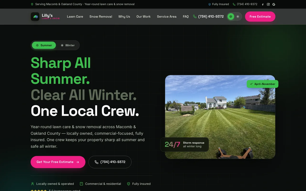 Lilly's Lawn & Snow — website design by Kelly WM
