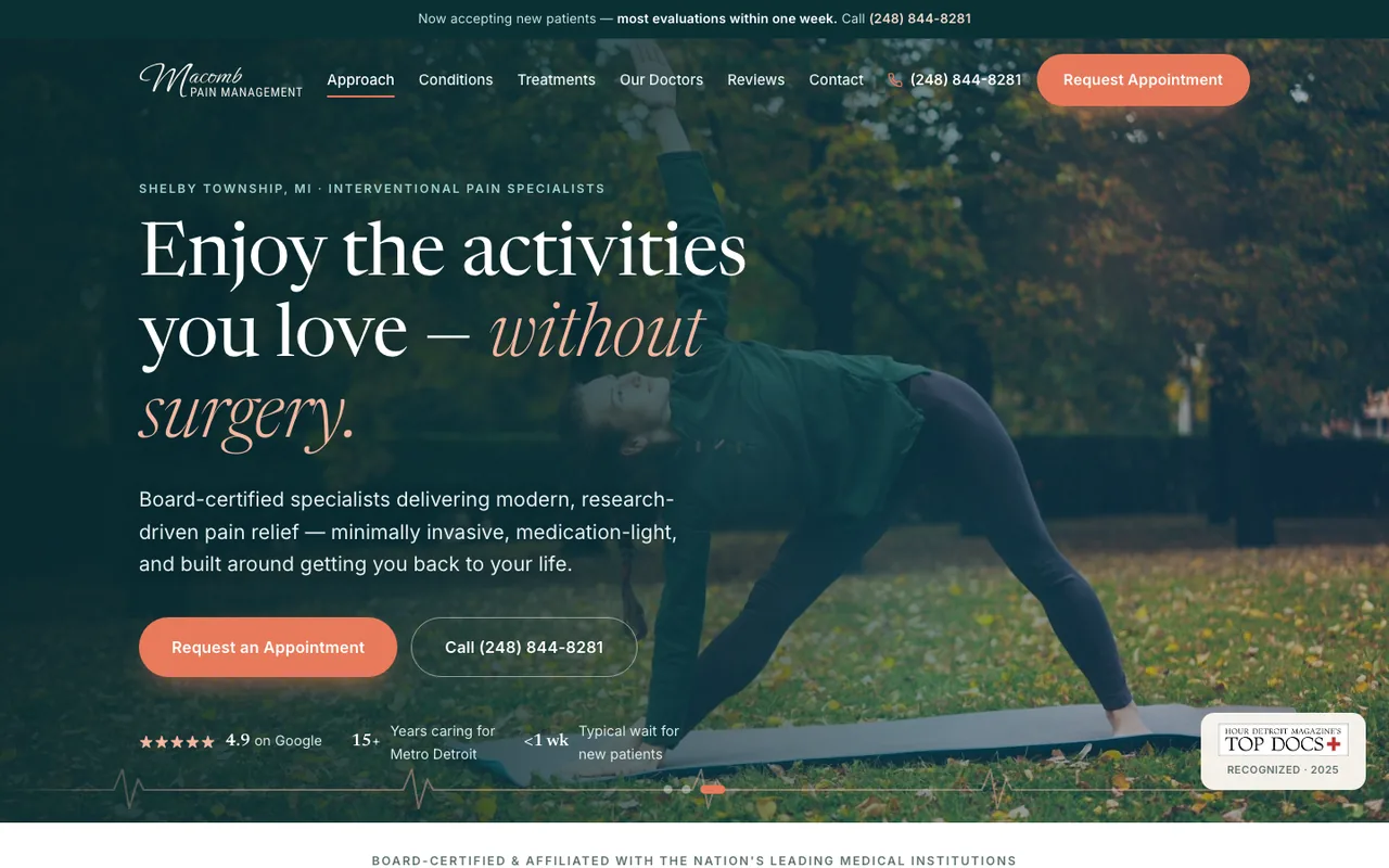 Macomb Pain Management — website design by Kelly WM