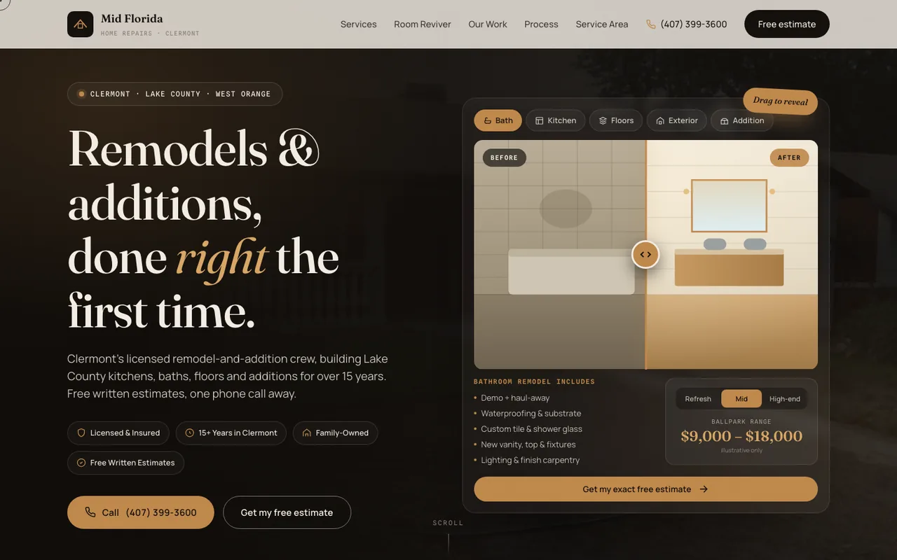 Mid Florida Home Repairs — website design by Kelly WM