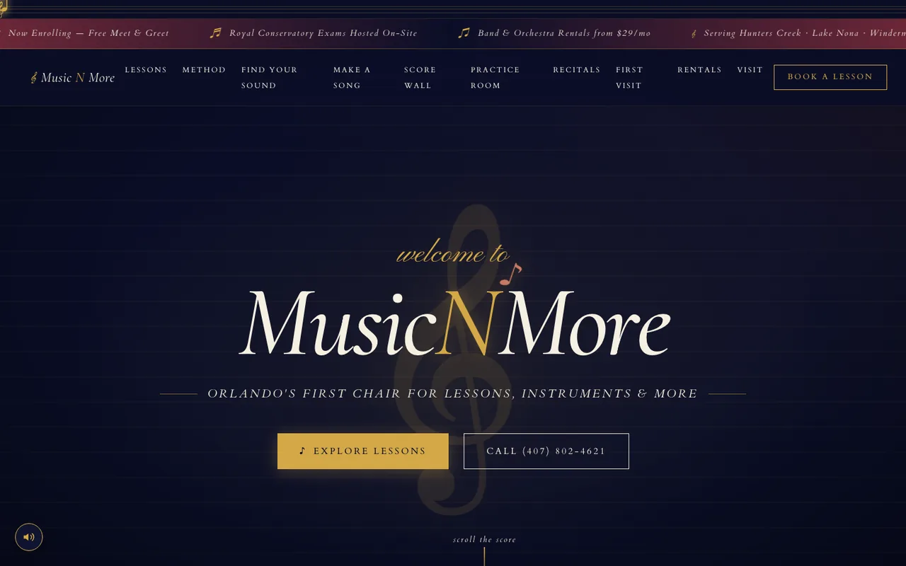 Music N More — website design by Kelly WM