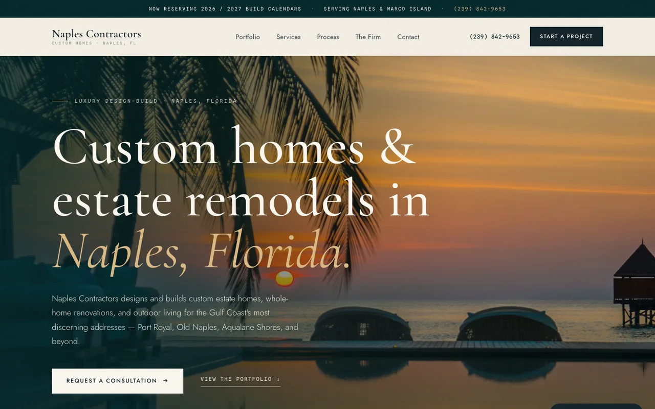 Naples Contractors — website design by Kelly WM