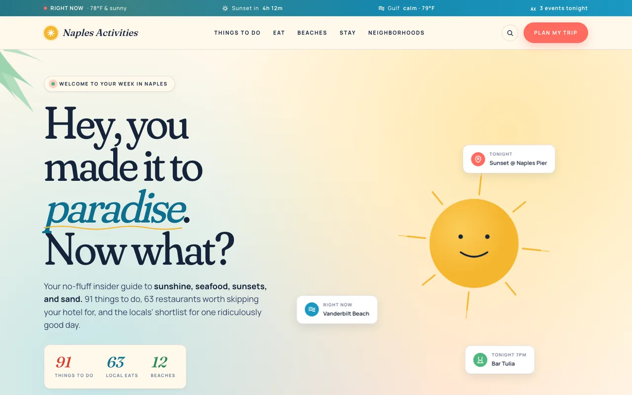 Naples Activities — website design by Kelly WM