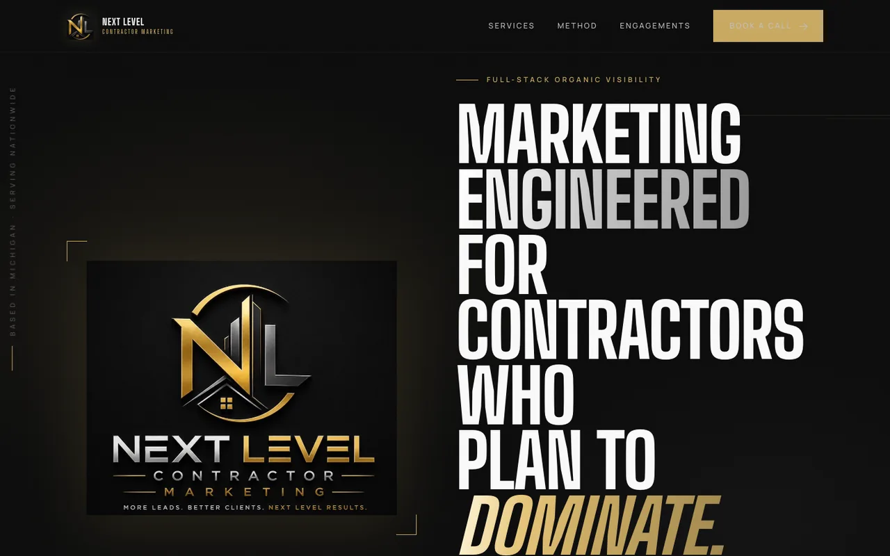 Next Level Contractor Marketing — website design by Kelly WM