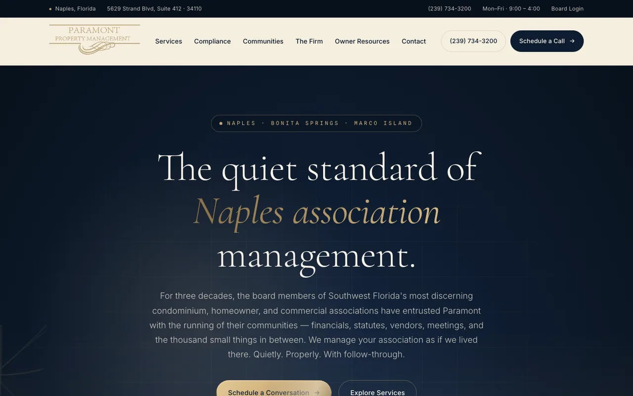 Paramont Property Management — website design by Kelly WM