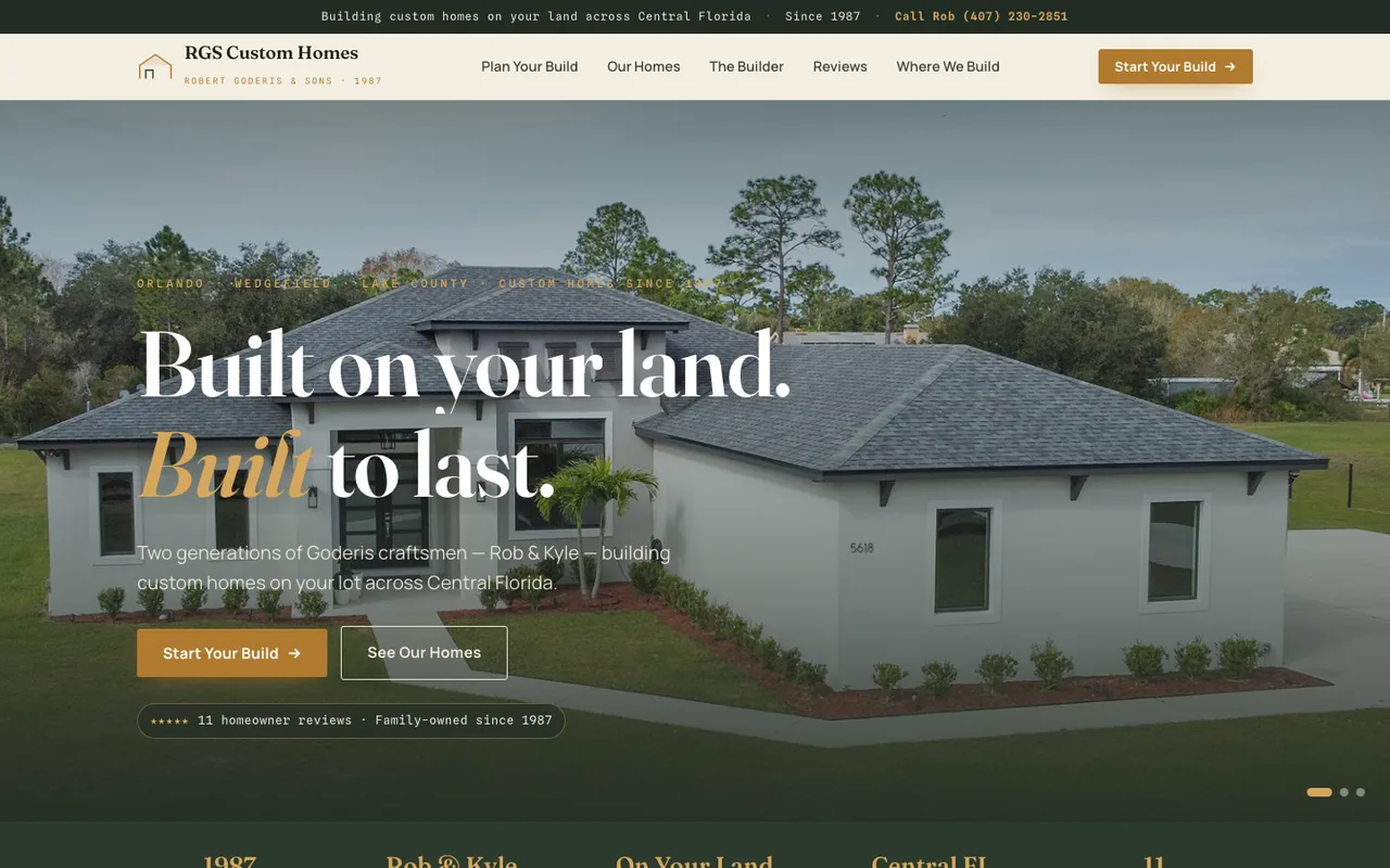 RGS Custom Homes — website design by Kelly WM
