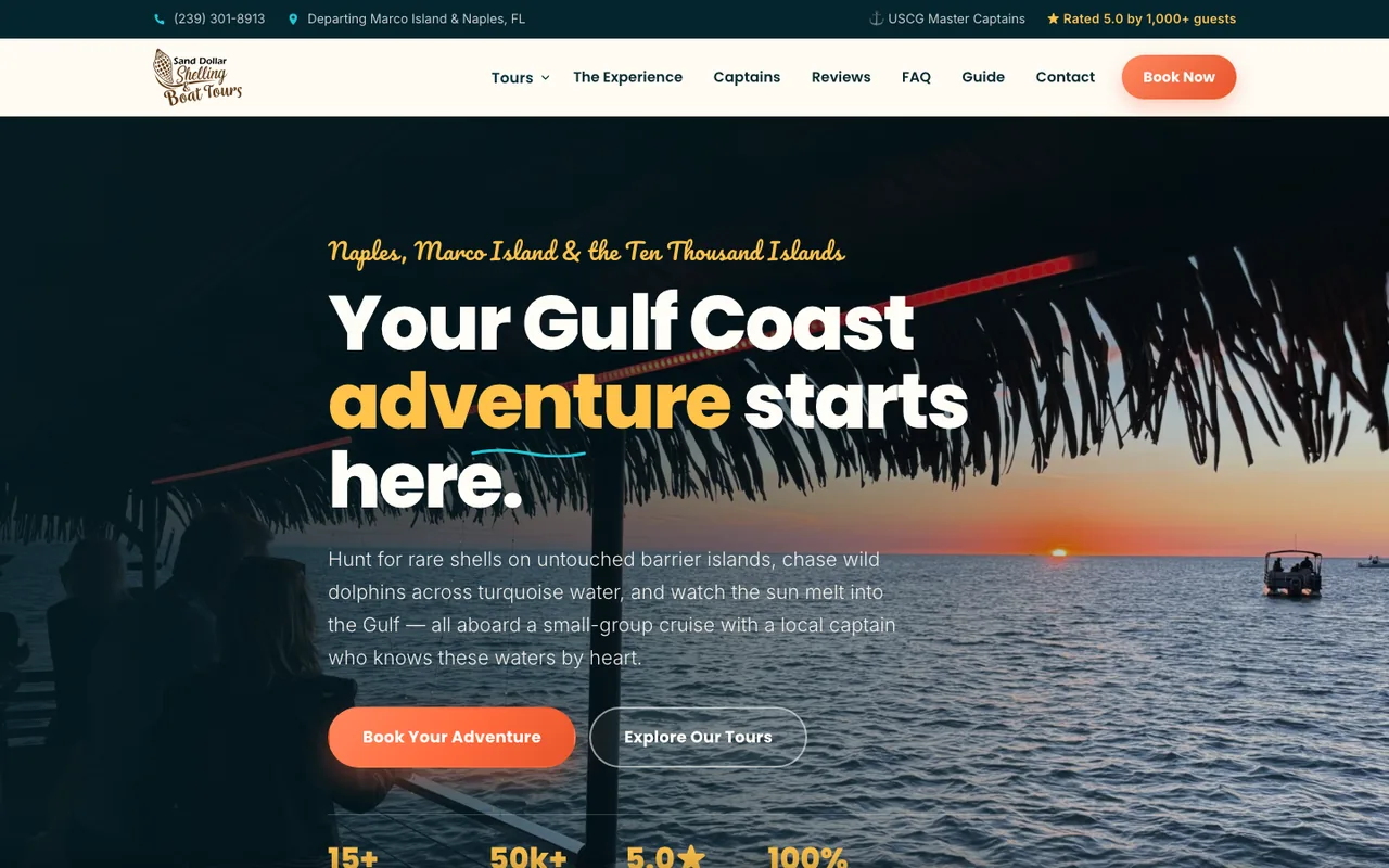 Sand Dollar Boat Tours — website design by Kelly WM
