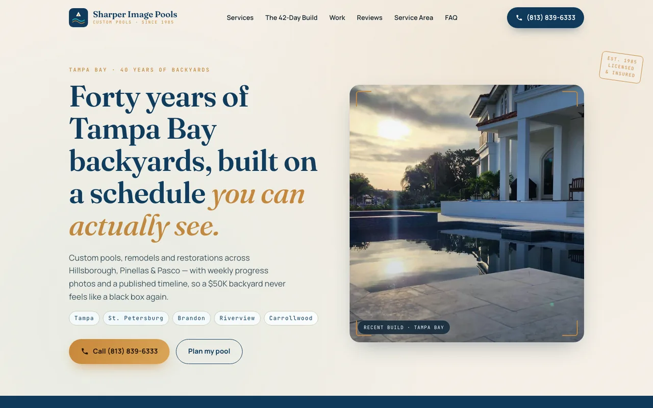 Sharper Image Pools — website design by Kelly WM