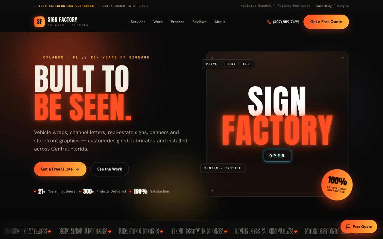 Sign Factory — website design by Kelly WM
