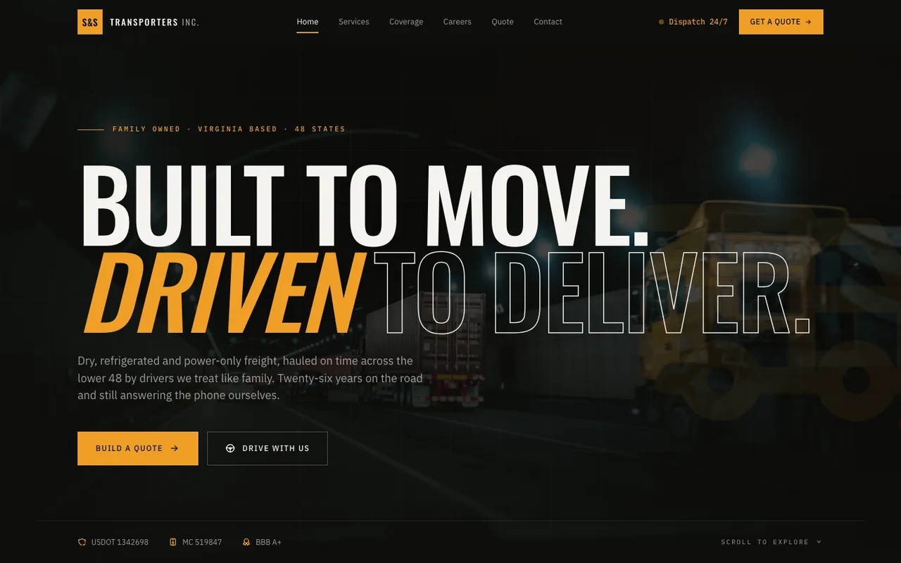 S&S Transporters — website design by Kelly WM