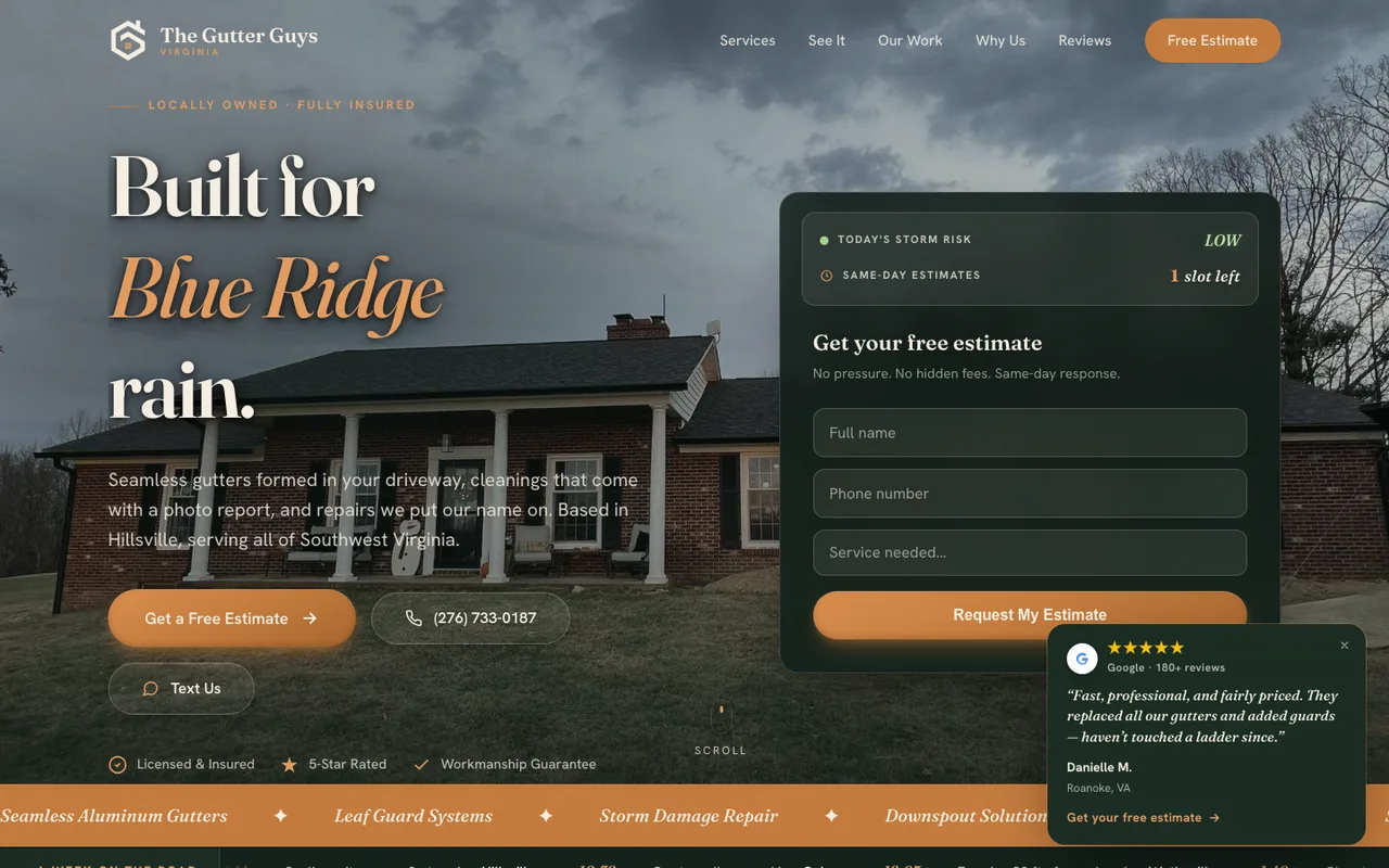 The Gutter Guys — website design by Kelly WM