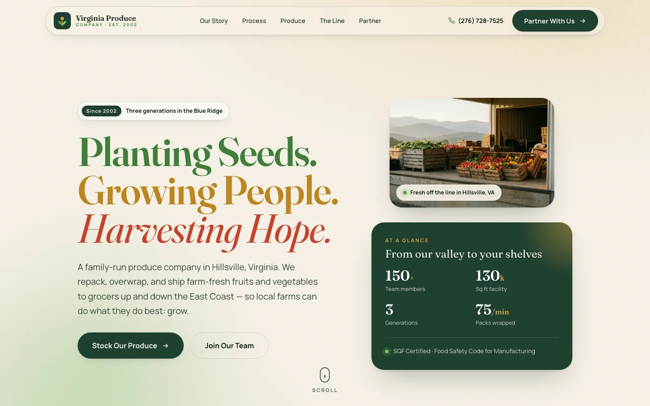 Virginia Produce Company — website design by Kelly WM