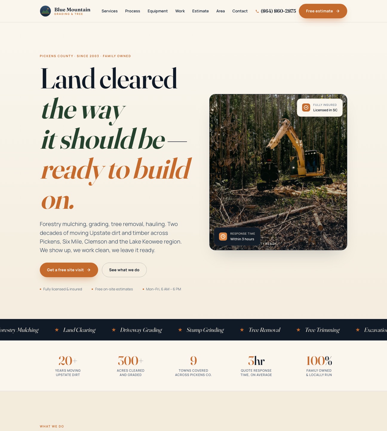 Blue Mountain Grading & Tree Service — homepage