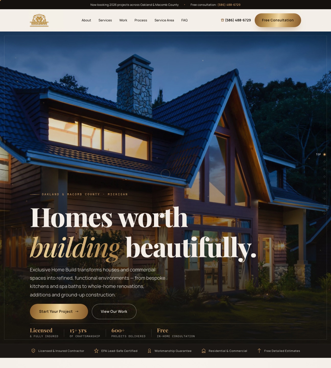 Exclusive Home Build — homepage