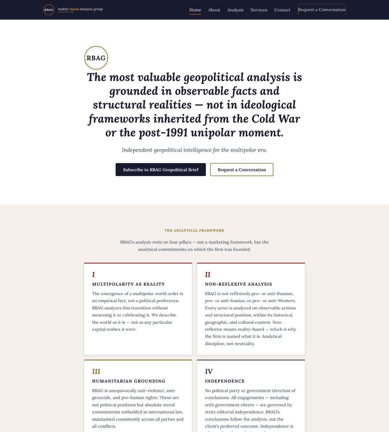 RBAG — Reality-Based Analysis Group — homepage