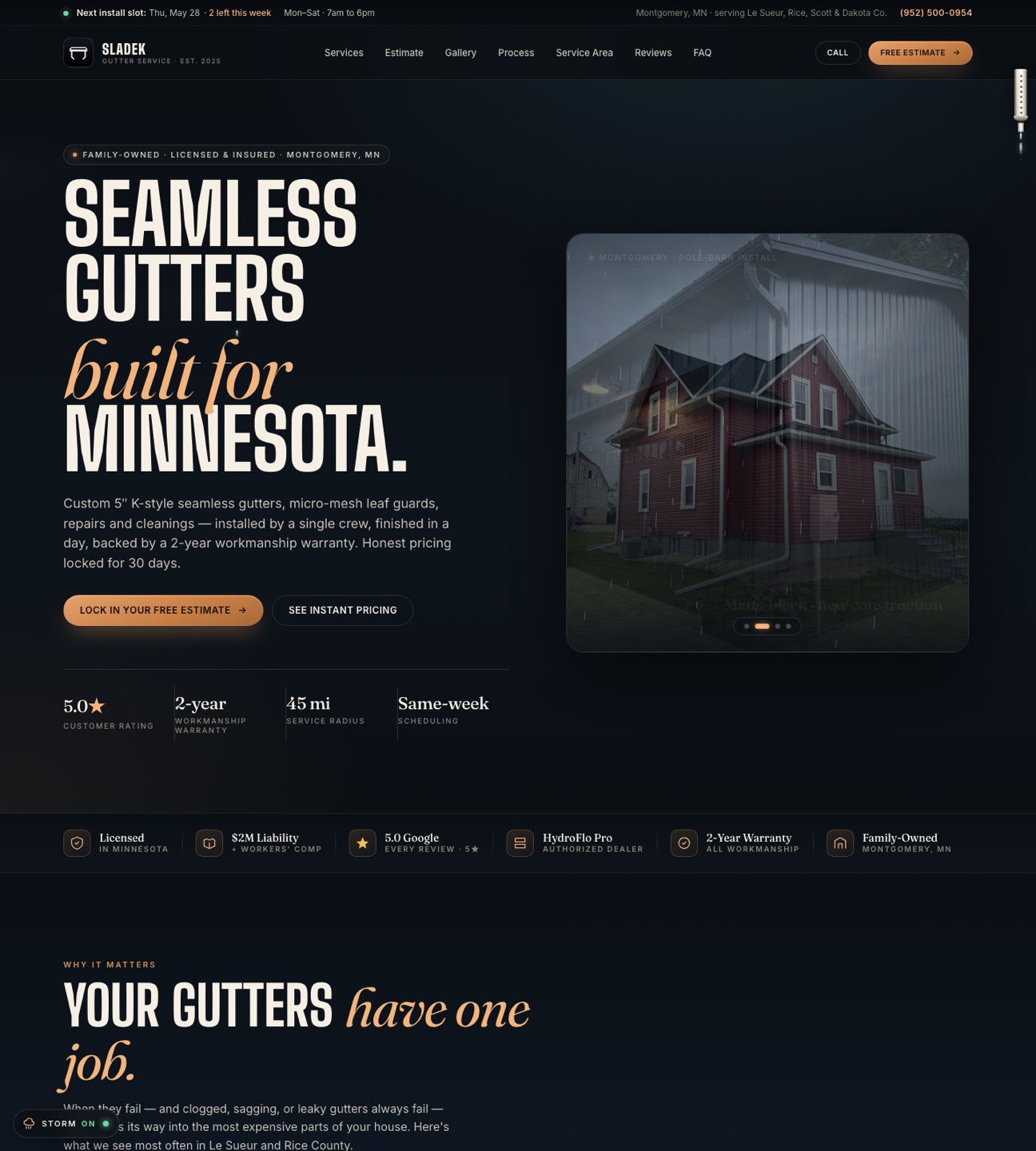 Sladek Gutter Service — homepage