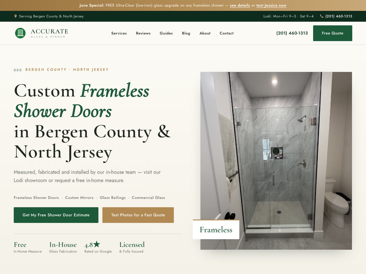 Accurate Glass & Mirror website project preview