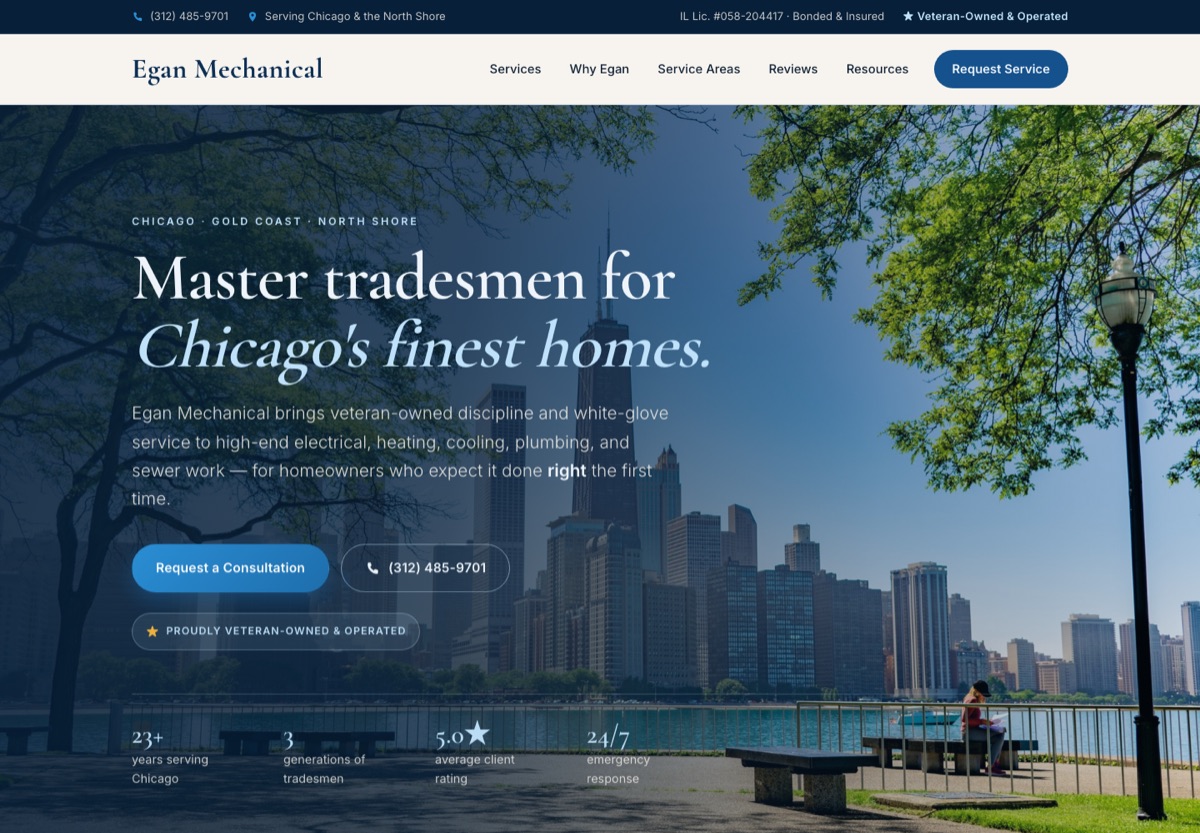Egan Mechanical website project preview