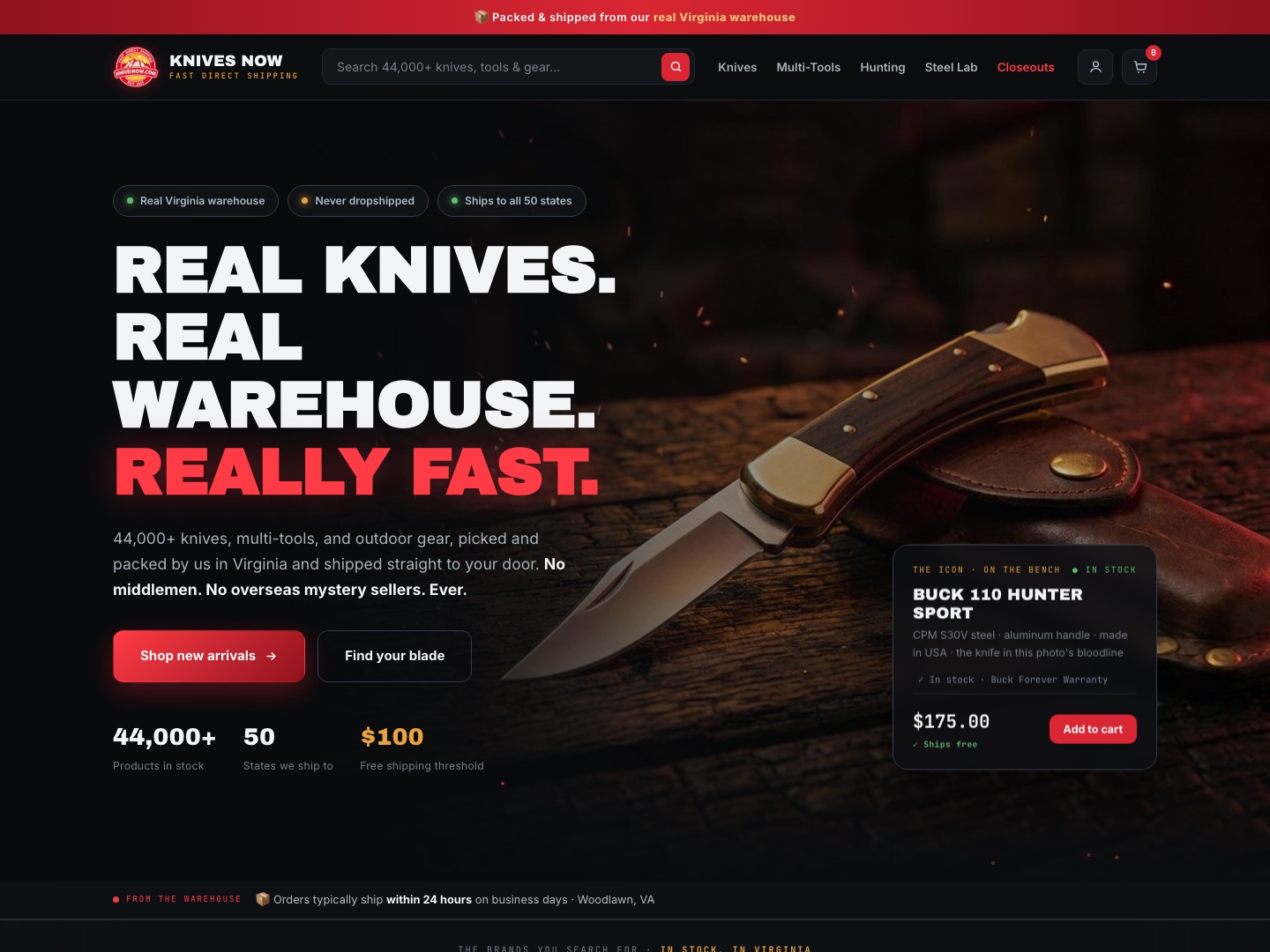 Knives Now website project preview