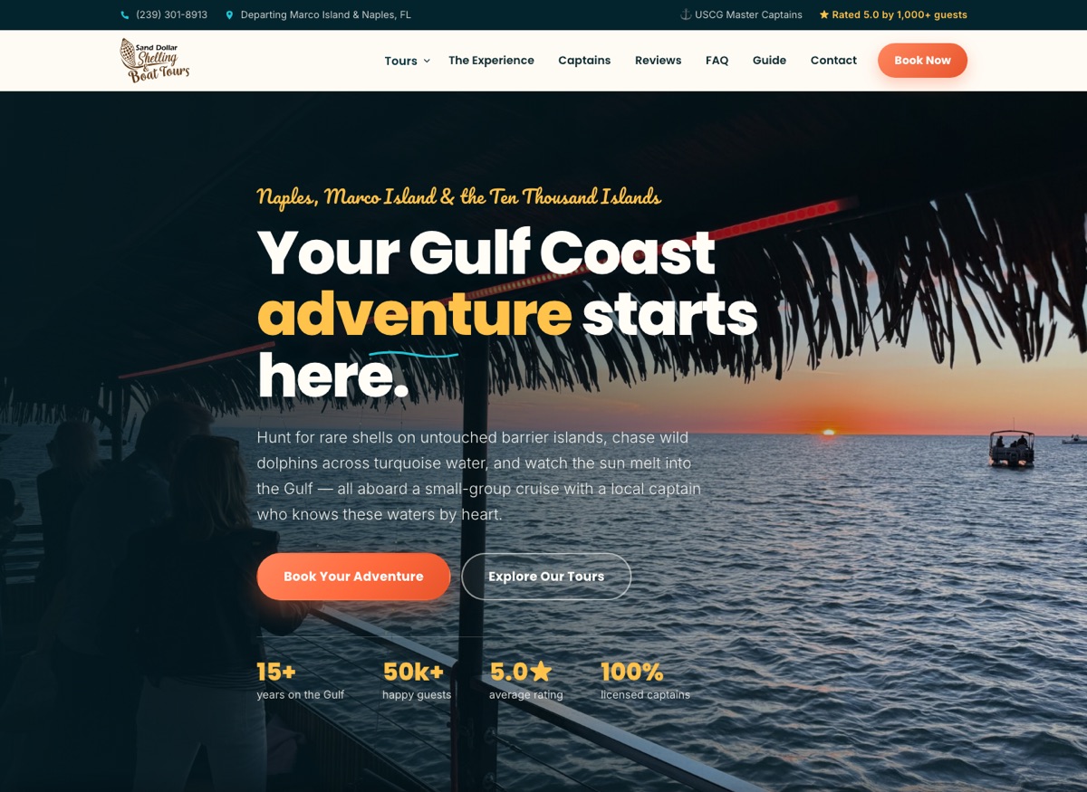 Sand Dollar Boat Tours website project preview